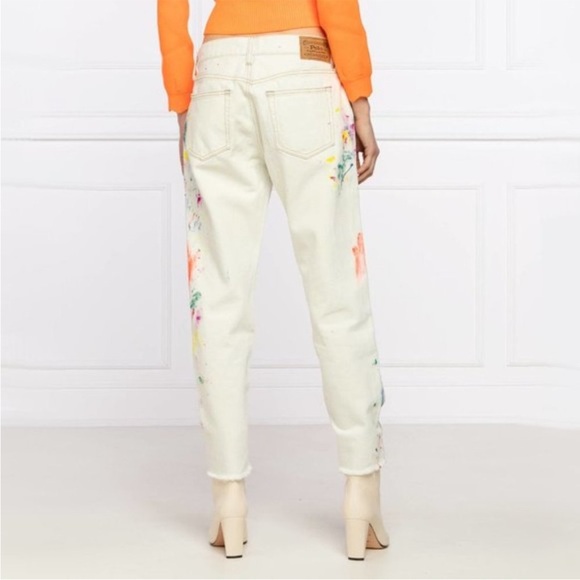 NWT Polo Ralph Lauren Avery Paint Splatter Boyfriend Jeans 27 - Picture 2 of 12